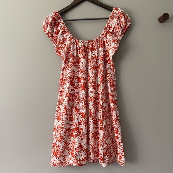 MADEWELL MARGIE BUTTON UP MINI DRESS IN ABSTRACT FLORA BRICK RED SIZE 2 - Picture 3 of 7